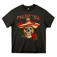 Asphalt Chingona with roses Mexico Heavy Core Tee - HowdyJamesFarm