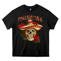 Black Chingona with roses Mexico Heavy Core Tee - HowdyJamesFarm