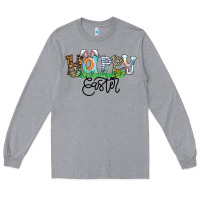 Heather Grey Happy Easter Long Sleeve Tee - CowhideDigitalArt