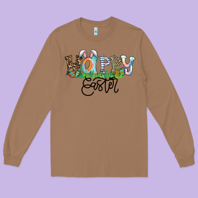 Happy Easter Long Sleeve Tee Designed By Cowhidedigitalart