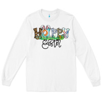 White Happy Easter Long Sleeve Tee - CowhideDigitalArt