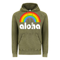 Vintage Olive Aloha Rainbow Hawaii 808 Island Hawaiian Vintage Hoodie - linhVisuals