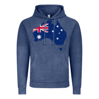 Vintage Denim Australia Map Flag Drawing Line Art Vintage Hoodie - linhVisuals