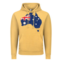 Vintage Mustard Australia Map Flag Drawing Line Art Vintage Hoodie - linhVisuals