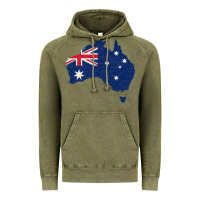 Vintage Olive Australia Map Flag Drawing Line Art Vintage Hoodie - linhVisuals