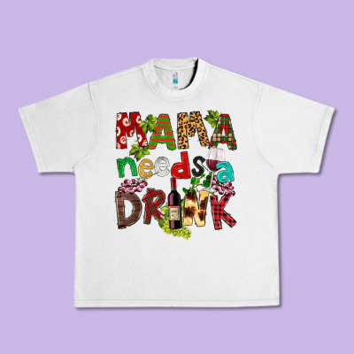 Mama Needs A Drink Urban Heavy Tee Designed By Fadigitalartstudio