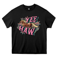 Black Yee haw Heavy Core Tee - HowdyJamesFarm