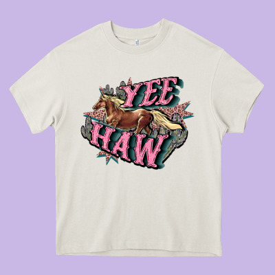 Yee Haw Heavy Core Tee Designed By Howdyjamesfarm