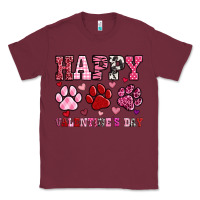Burgundy happy valentine's day paws Classic Tee - OliviaCreatesArt