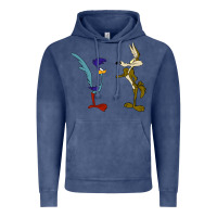 Vintage Denim coyote and the road runner Vintage Hoodie - linhVisuals