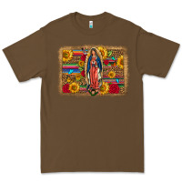 Cacao Our Lady Of Guadalupe Glitter Leopard Flowers Premium Tee - FaDigitalArtStudio