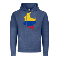 Vintage Denim colombia Flag Map Drawing Line Art Vintage Hoodie - linhVisuals