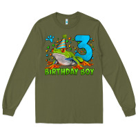 Army Green birthday boy frog age 3 Long Sleeve Tee - LillyAllenDesigns