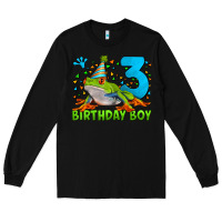 Black birthday boy frog age 3 Long Sleeve Tee - LillyAllenDesigns