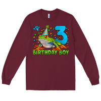 Burgundy birthday boy frog age 3 Long Sleeve Tee - LillyAllenDesigns