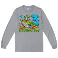Heather Grey birthday boy frog age 3 Long Sleeve Tee - LillyAllenDesigns