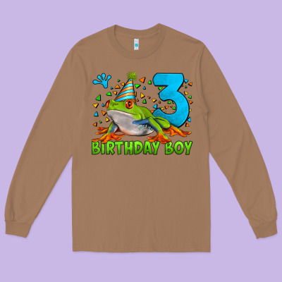 Birthday Boy Frog Age 3 Long Sleeve Tee Designed By Lillyallendesigns