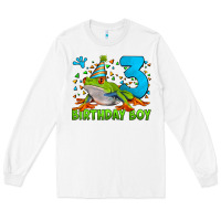 White birthday boy frog age 3 Long Sleeve Tee - LillyAllenDesigns