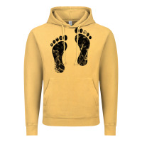 Vintage Mustard 70's footprints   footprint Vintage Hoodie - linhVisuals