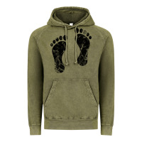 Vintage Olive 70's footprints   footprint Vintage Hoodie - linhVisuals