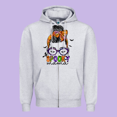 Spooky Mama Zipper Hoodie Designed By Jahusdesignshop