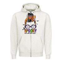 Oatmeal Heather spooky mama Zipper Hoodie - JahusDesignShop