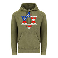 Vintage Olive hanukah american flag star of david   jewish chanukah t shirt Vintage Hoodie - linhVisuals