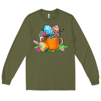 Army Green Easter Coffee Long Sleeve Tee - CowhideDigitalArt