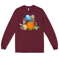 Burgundy Easter Coffee Long Sleeve Tee - CowhideDigitalArt