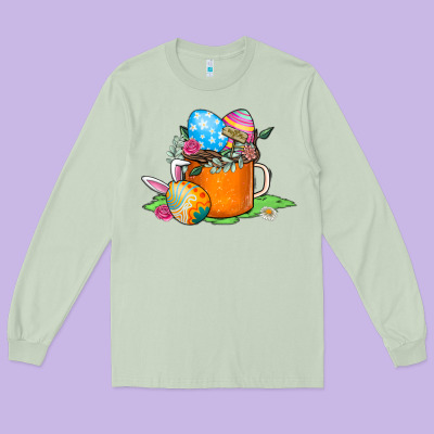 Easter Coffee Long Sleeve Tee Designed By Cowhidedigitalart
