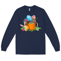 Navy Easter Coffee Long Sleeve Tee - CowhideDigitalArt