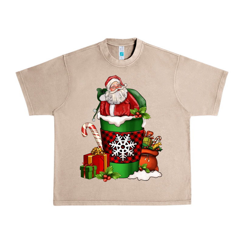 Christmas Santa Claus Coffee Cup Urban Heavy Tee by FaDigitalArtStudio | Teevron