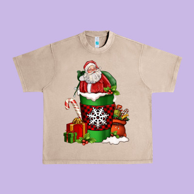Christmas Santa Claus Coffee Cup Urban Heavy Tee Designed By Fadigitalartstudio