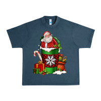 Midnight Navy Christmas Santa Claus Coffee Cup Urban Heavy Tee - FaDigitalArtStudio