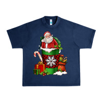 Navy Christmas Santa Claus Coffee Cup Urban Heavy Tee - FaDigitalArtStudio