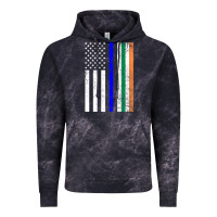 Cloud Black irish american flag thin blue line police st. patrick's day long sleev Vintage Hoodie - linhVisuals