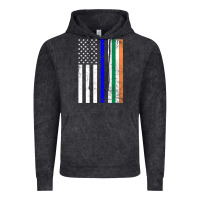 Vintage Black irish american flag thin blue line police st. patrick's day long sleev Vintage Hoodie - linhVisuals