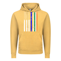 Vintage Mustard irish american flag thin blue line police st. patrick's day long sleev Vintage Hoodie - linhVisuals