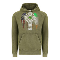 Vintage Olive irish american usa flag celtic cross st patrick's day premium t shirt Vintage Hoodie - linhVisuals