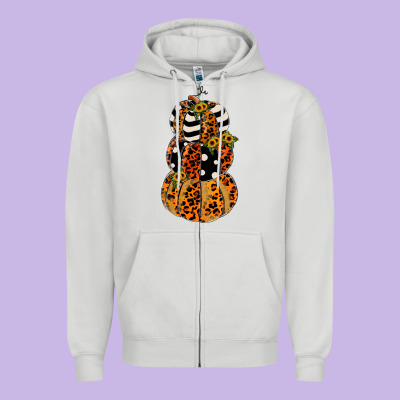 Leopard Pumpkin Polka Dot Sunflower Zipper Hoodie Designed By Jahusdesignshop