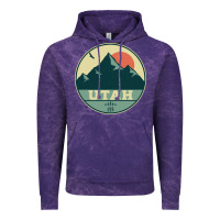 Cloud Purple utah retro mountain badge Vintage Hoodie - linhVisuals