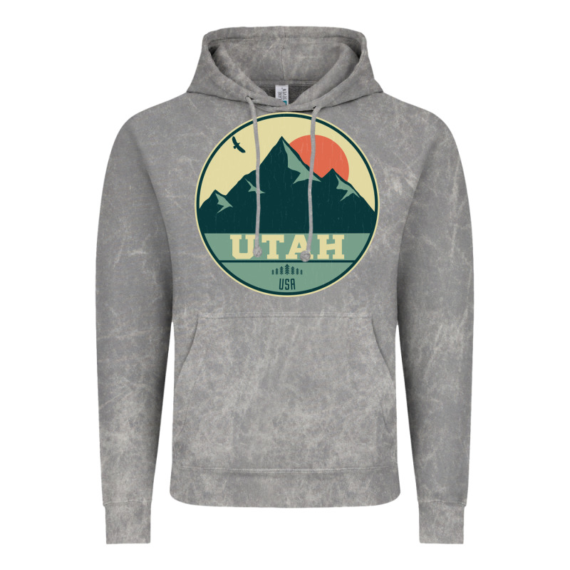 Utah Retro Mountain Badge Vintage Hoodie by linhVisuals | Teevron