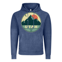 Vintage Denim utah retro mountain badge Vintage Hoodie - linhVisuals