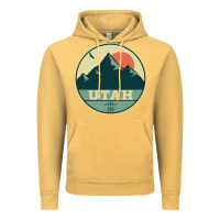 Vintage Mustard utah retro mountain badge Vintage Hoodie - linhVisuals