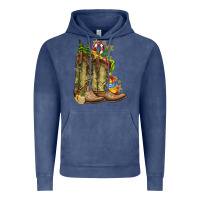 Vintage Denim Christmas Boots Vintage Hoodie - CowhideDigitalArt