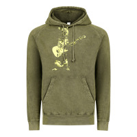 Vintage Olive cat playing guitar Vintage Hoodie - linhVisuals