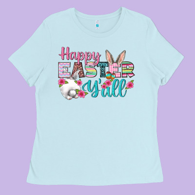 Happy Easter Y'all Ladies Tee Designed By Bundleandbundleshop