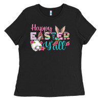 Black Happy Easter Y'all Ladies Tee - BundleAndBundleShop