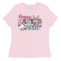 Bubblegum Pink Happy Easter Y'all Ladies Tee - BundleAndBundleShop
