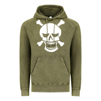 Vintage Olive skull crossbones Vintage Hoodie - linhVisuals